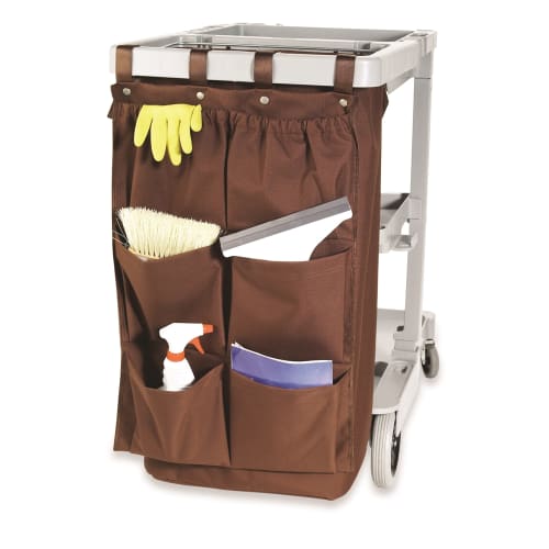 Hospitality 1 Source® XDuty® Housekeeping Cart Caddy Bag, 6 Pocket 600D, 19 x 32, Brown